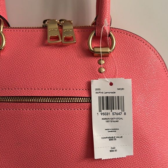 Coach Crossgrain Leather Katy Satchel/Crossbody in Pink Lemonade NWT - Picture 4 of 6